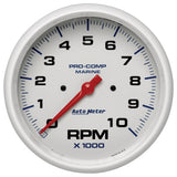 5" IN-DASH TACHOMETER 0-10000 RPM MARINE WHITE