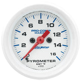 2-1/16" PYROMETER 0-1600 ºF MARINE SILVER WHITE
