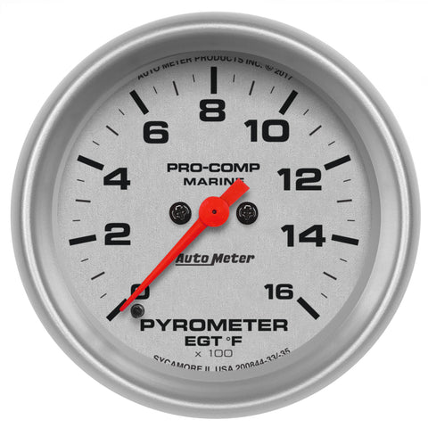 2-5/8" PYROMETER 0-1600 ºF MARINE SILVER ULTRA-LITE