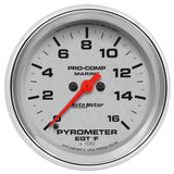 2-5/8" PYROMETER 0-1600 ºF MARINE CHROME ULTRA-LITE