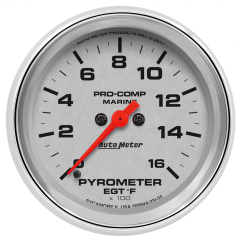 2-5/8" PYROMETER 0-1600 ºF MARINE CHROME ULTRA-LITE