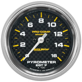 2-5/8" PYROMETER 0-1600 ºF MARINE CARBON FIBER