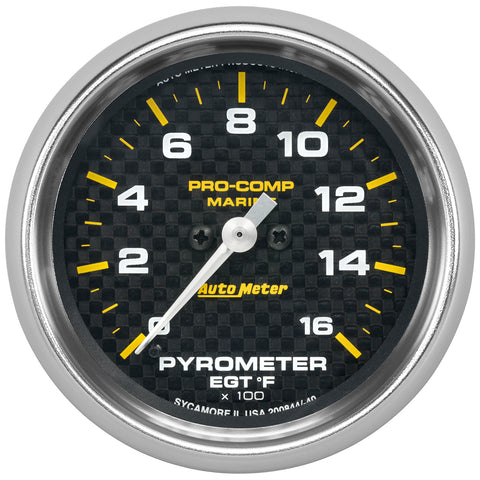 2-5/8" PYROMETER 0-1600 ºF MARINE CARBON FIBER