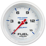 2-1/16" FUEL PRESSURE 0-15 PSI MARINE WHITE