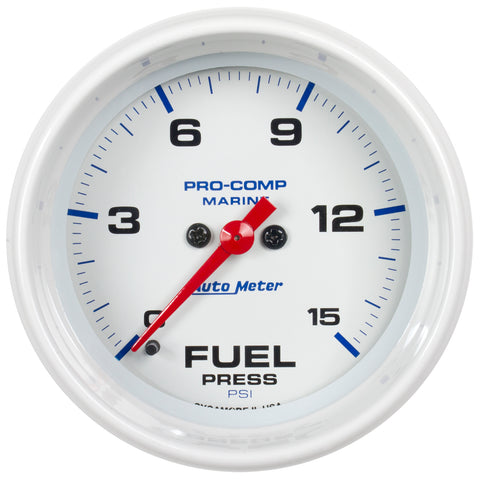 2-1/16" FUEL PRESSURE 0-15 PSI MARINE WHITE