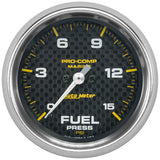 2-5/8" FUEL PRESSURE 0-15 PSI MARINE CARBON FIBER
