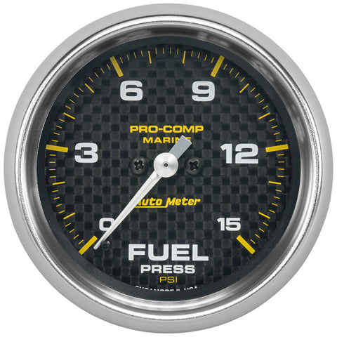 2-5/8" FUEL PRESSURE 0-15 PSI MARINE CARBON FIBER