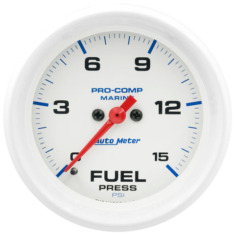 2-5/8" FUEL PRESSURE 0-15 PSI MARINE WHITE
