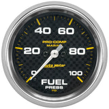 2-5/8" FUEL PRESSURE 0-100 PSI MARINE CARBON FIBER