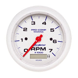 3-3/8" IN-DASH TACHOMETER WITH HOUR METER 0-7000 RPM MARINE WHITE