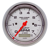 3-3/8" IN-DASH TACHOMETER WITH HOUR METER 0-7000 RPM MARINE CHROME ULTRA-LITE
