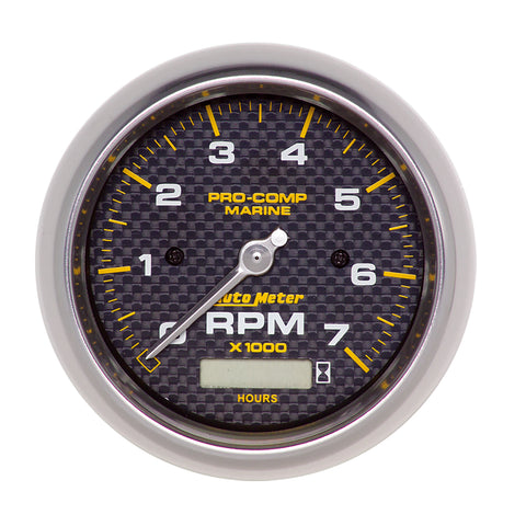 3-3/8" IN-DASH TACHOMETER WITH HOUR METER 0-7000 RPM MARINE CARBON FIBER