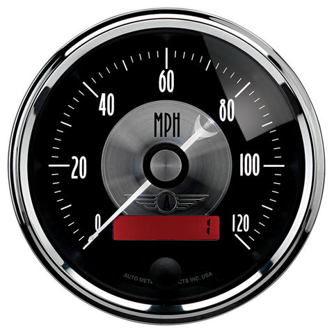 3-3/8" SPEEDOMETER 0-120 MPH PRESTIGE BLACK DIAMOND