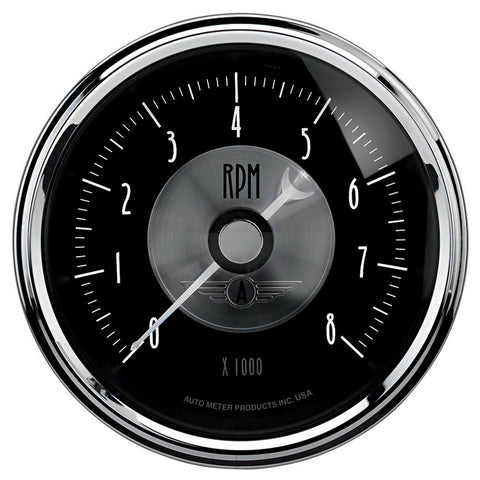 3-3/8" IN-DASH TACHOMETER 0-8000 RPM PRESTIGE BLACK DIAMOND