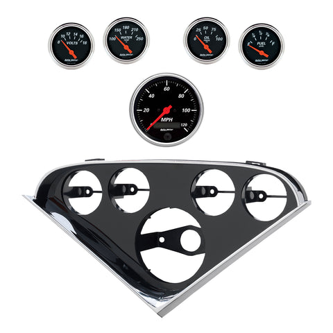 5 GAUGE DIRECT-FIT DASH KIT CHEVY 55-56 DESIGNER BLACK