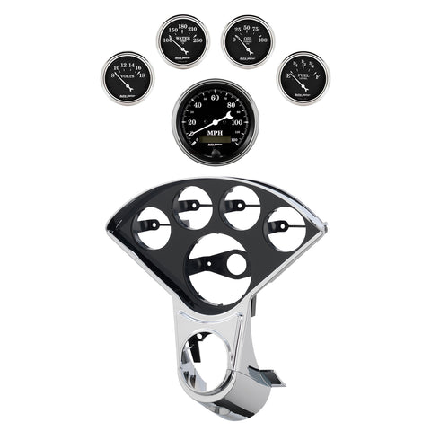 5 GAUGE DIRECT-FIT DASH KIT CHEVY TRUCK 55-59 OLD TYME BLACK