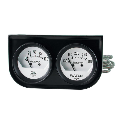 GAUGE CONSOLE OILP/WTMP 2-1/16" 100 PSI/280 °F WHT DIAL BLK BZL AUTOGAGE