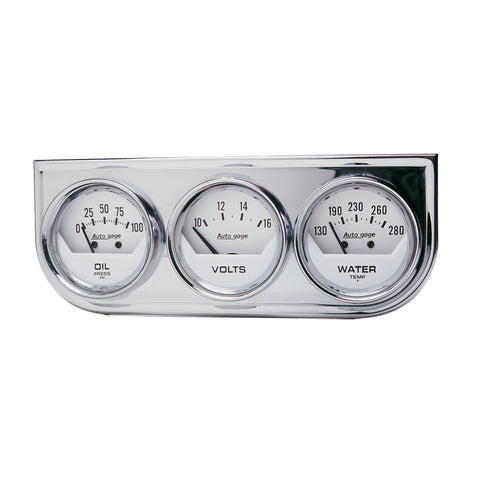 GAUGE CONSOLE OILP/WTMP/VOLT 2-1/16" 100 PSI/280 °F/16V WHT DIAL CHROME BZL AG