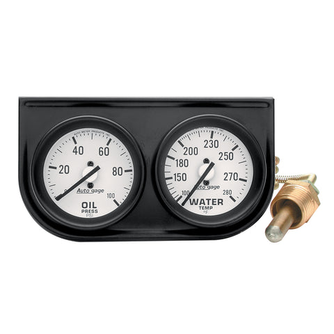 GAUGE CONSOLE OILP/WTMP 2-1/16" 100 PSI/280 °F WHT DIAL BLK BZL AUTOGAGE