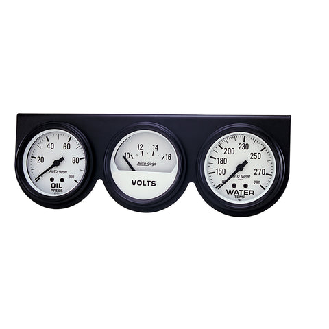 GAUGE CONSOLE OILP/WTMP/VOLT 2-5/8" 100 PSI/280 °F/16V WHT DIAL BLK BZL AG