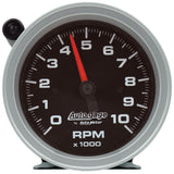 3-3/4" PEDESTAL TACHOMETER 0-10000 RPM BLACK DIAL W/EXTERNAL SHIFT-LIGHT AUTO GAGE