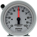 3-3/4" PEDESTAL TACHOMETER 0-10000 RPM SILVER DIAL W/EXTERNAL SHIFT-LIGHT AUTO GAGE