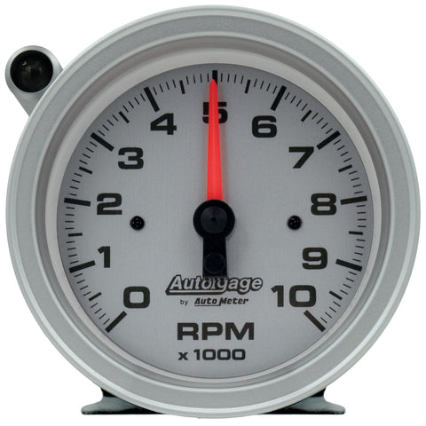3-3/4" PEDESTAL TACHOMETER 0-10000 RPM SILVER DIAL W/EXTERNAL SHIFT-LIGHT AUTO GAGE