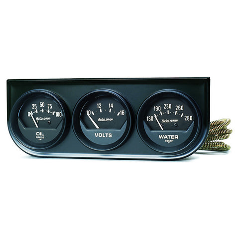 GAUGE CONSOLE OILP/WTMP/VOLT 2-1/16" 100 PSI/280 °F/16V BLK DIAL BLK BZL AG