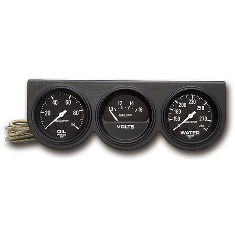 GAUGE CONSOLE OILP/WTMP/VOLT 2-5/8" 100 PSI/280 °F/16V BLK DIAL BLK BZL AG