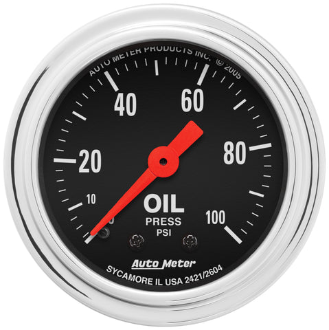 2-1/16" OIL PRESSURE 0-100 PSI TRADITIONAL CHROME