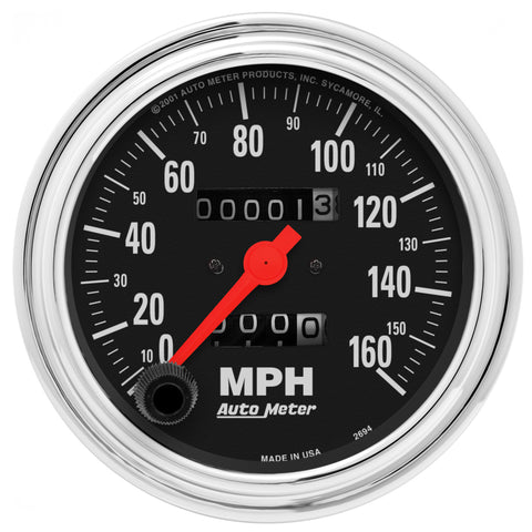 3-3/8" SPEEDOMETER 0-160 MPH TRADITIONAL CHROME
