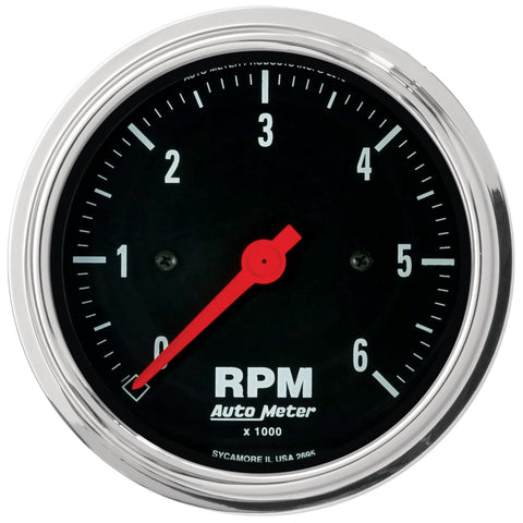 3-3/8" IN-DASH TACHOMETER 0-6000 RPM TRADITIONAL CHROME