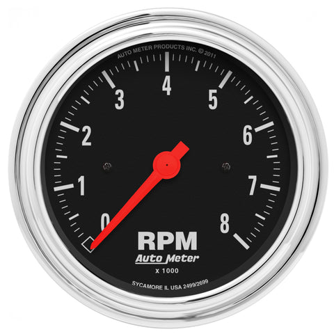 3-3/8" IN-DASH TACHOMETER 0-8000 RPM TRADITIONAL CHROME