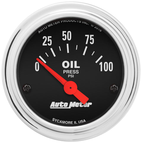 2-1/16" OIL PRESSURE 0-100 PSI TRADITIONAL CHROME