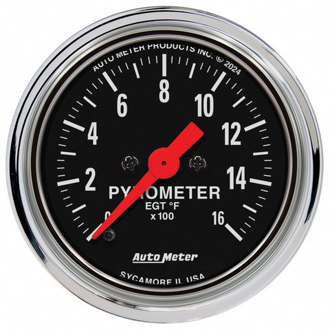 2-1/16" PYROMETER 0-1600 °F TRADITIONAL CHROME