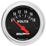 2-1/16" VOLTMETER 8-18V TRADITIONAL CHROME
