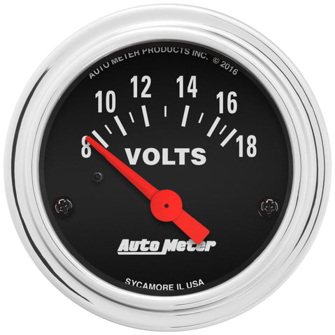 2-1/16" VOLTMETER 8-18V TRADITIONAL CHROME