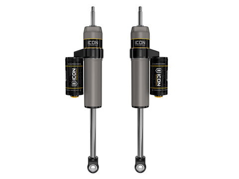 ICON 2005-2026 Ford Super Duty 4WD 0-2.5” Lift Front. V.S. 2.5 Aluminum Series Shock Absorbers Piggyback Reservoir Pair