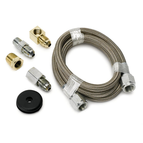 LINE BRAIDED STAINLESS STEEL #4 DIA. 3FT. LENGTH -4AN AND 1/8" NPTF FITTINGS