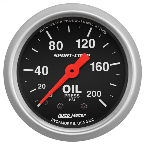 2-1/16" OIL PRESSURE 0-200 PSI SPORT-COMP