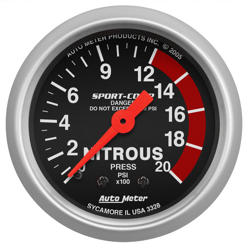 2-1/16" NITROUS PRESSURE 0-2000 PSI SPORT-COMP