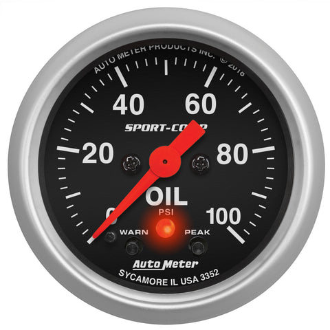 2-1/16" OIL PRESSURE 0-100 PSI SPORT-COMP