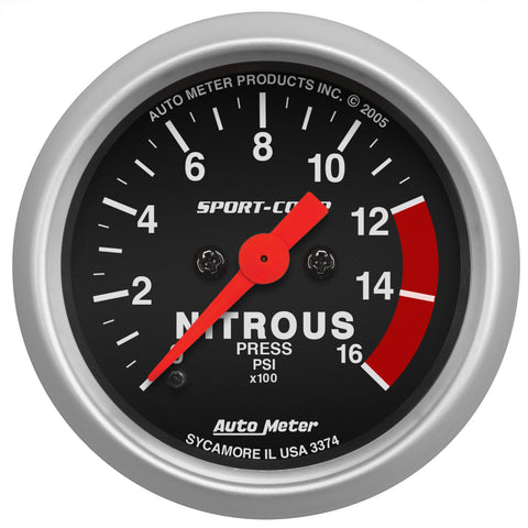 2-1/16" NITROUS PRESSURE 0-1600 PSI SPORT-COMP