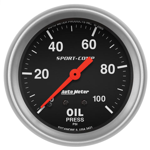 2-5/8" OIL PRESSURE 0-100 PSI SPORT-COMP