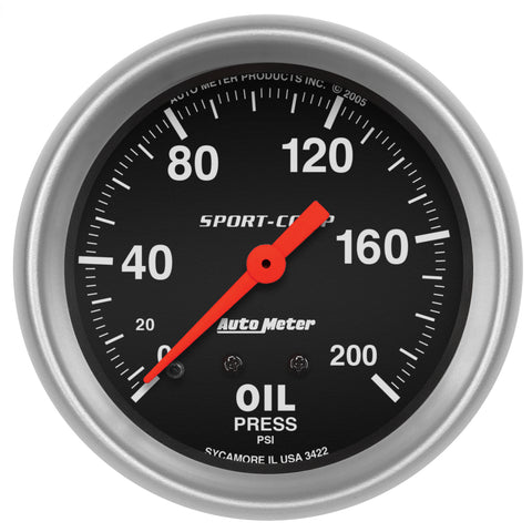 2-5/8" OIL PRESSURE 0-200 PSI SPORT-COMP