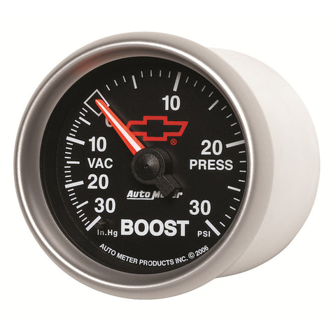 2-1/16" BOOST/VACUUM 30 IN HG/30 PSI CHEVY RED BOWTIE BLACK