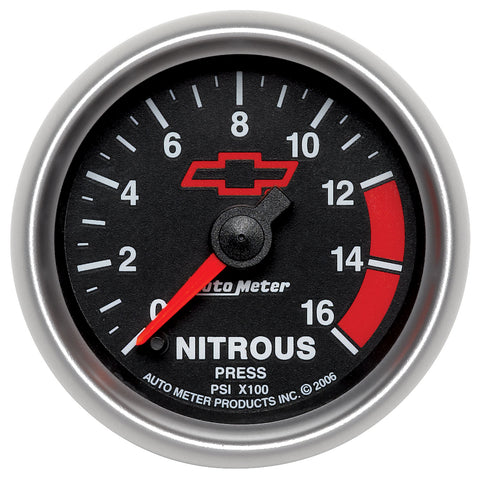 2-1/16 In. NITROUS PRESSURE 0-1600 PSI GM BLACK