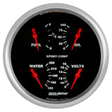 5" QUAD GAUGE 100 PSI/100-250 °F/8-18V/0-90 O SPORT-COMP