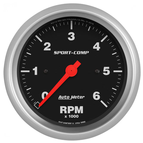3-3/8" IN-DASH TACHOMETER 0-6000 RPM SPORT-COMP