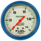 2-5/8" FUEL PRESSURE 0-15 PSI LIQUID FILLED ULTRA-NITE